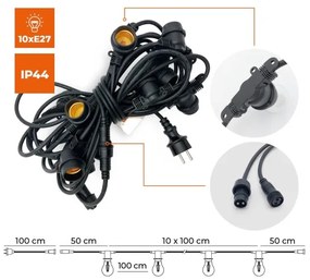 Kültéri dekoratív lánc MIMOSA 10xE27/1,3W/230V IP44 10 m