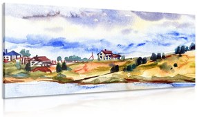 Kép falucska akvarell