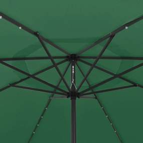 zöld kültéri napernyő LED-fényekkel és fémrúddal 400 cm