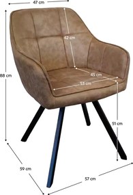 Forgó étkezőszék, szürkésbarna szövet csiszolt bőr hatással, SAMANTA