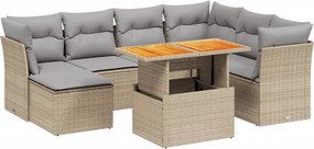 vidaXL 8 részes bézs polyrattan kerti ülőgarnitúra párnával