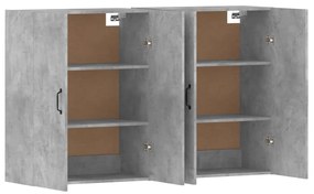 2 db betonszürke szerelt fa falra szerelhető szekrény