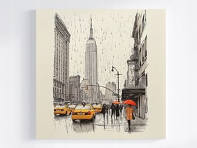 Vászonkép Canvas Grafika New York Város Utca Taxi Eső 80x80