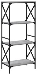 4 szintes szürke sonoma szerelt fa könyvespolc 59 x 35 x 132 cm