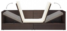 barna polyrattan kerti ágy hát- és ülőpárnákkal