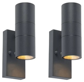 2 db-os kültéri fali lámpa sötét szürke 2-lámpás szürkületi érzékelővel - Duo