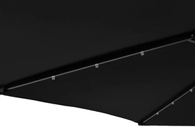 fekete kerti napernyő LED-del és acél rúddal 225 x 225 x 212 cm