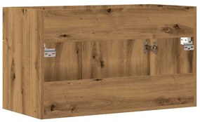 kézműves tölgy szerelt fa mosdószekrény 80x38,5x46 cm