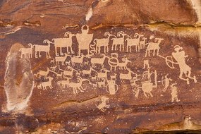 Illusztráció UT, Nine Mile Canyon, petroglyphs, The Great Hunt, John Elk III