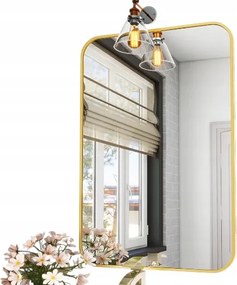 Koonmi fali tükör arany 51x71 cm fürdőszobai alumínium keret függőleges szint