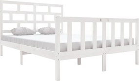vidaXL King Size fehér tömör fenyőfa ágykeret 150 x 200 cm