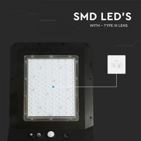 LED Napelemes utcai lámpa érzékelővel LED/40W/9,6V IP65 6000K + távirányító