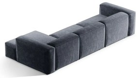 Szürkéskék kordbársony sarokkanapé (jobb oldali-heverő résszel) Bergano – Cosmopolitan Design