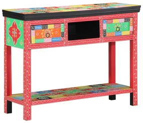 Színes Konzolasztal 100x30x75 cm Tömör Mangófából
