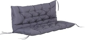 Outsunny Pad a Párnával és Háttámlával 132x110x10 cm Kerti Pad Matraccal 2 Ülőhelyes Padhoz 6 Rögzítőzsinórral Kerti Hinta Terasz Sötétszürke | Aosom