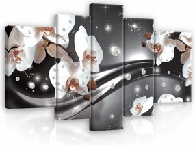 Vászonkép Orchidea Virágok Absztrakt 5 Részes Modern Vászonkép 170x100