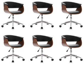 6 db fekete műbőr forgó étkezőszék