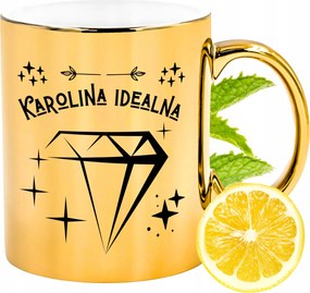 Prémium Arany Csillogó Bögre Karolina Ajándék Nyomtatott Fotóval