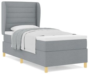 Boxspring Ágy Mattress-szel Világosszürkében, 100x200 cm Szövet