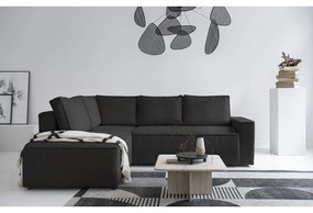 Antracitszürke kordbársony kinyitható sarokkanapé (bal oldali) Brave Dave – Miuform