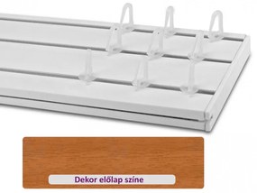 Elegáns tölgy 45 mm-es előlapos háromsoros műanyag mennyezeti sínes karnis 180 cm-es szett