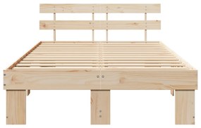 Ágykeret Fejtámlával 120x200 cm Tömör Fa Fenyő