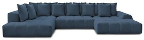 Sötétkék zsenília kinyitható-tárolóhelyes sarokkanapé (bal oldali-U alakú) Everest – Bobochic Paris