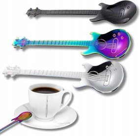 Teás/kávés Kiskanál Szett Gitár Díszítéssel Ajándék Zenészeknek És Gitárosoknak 3 Db