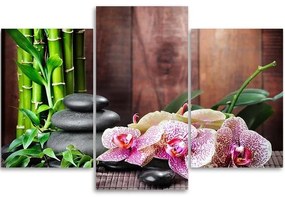 Gario Vászonkép Orchidea, bambusz és kövek - 3 részes Méret: 150 x 100 cm