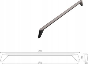 Bútorfogantyú Siro 2413-335ZN16 fényes antracit