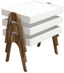 3 db ROMA dohányzóasztal szett fehér/barna