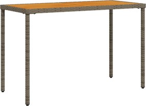 vidaXL szürke polyrattan akácfa lapos kerti asztal 115x54x74 cm