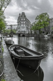 Poszter 53x81cm Csónak kikötve a csatornánál, Assaf Frank