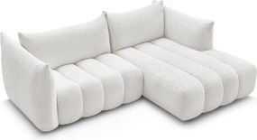 Fehér buklé sarokkanapé (jobb oldali-heverő résszel) Azra – Bobochic Paris