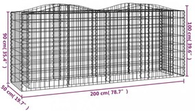 íves horganyzott vas gabion magaságyás 200x50x100 cm