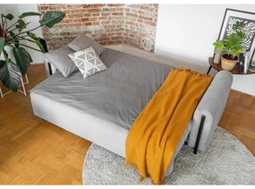 Világosszürke kordbársony kinyitható-tárolóhelyes kanapé 244 cm Arcadova – ELTAP