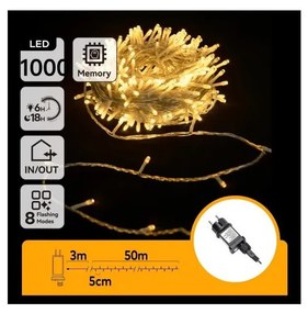 Aigostar - LED kültéri karácsonyi fényfüzér 1000xLED/6W/230V 50m IP44 meleg fehér
