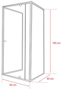 Flexi 90x90 cm falsíkra szerelhető szögletes zuhanykabin zuhanytálca nélkül