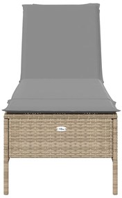 3 részes bézs polyrattan napozóágy szett párnával