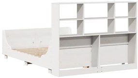 fehér tömör fa könyvespolcos ágy matrac nélkül 140 x 190 cm