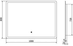 Mexen Navia, LED fürdoszobai tükör háttérvilágítással 100 x 80 cm, 6000K, páramentesíto, 9803-100-080-611-00