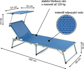 DIVERO Összecsukható kerti nyugágy tetővel XXL Kék