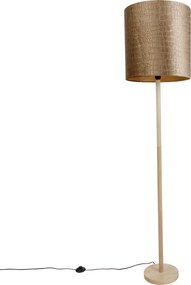 Vloerlamp hout met velours kap krokodil dessin 40cm - Mels