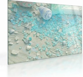 Kép - Tengerparti hangulat türkiz árnyalatokban (üvegen) (70x50 cm)