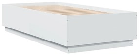 fehér szerelt fa ágykeret LED-del 75 x 190 cm