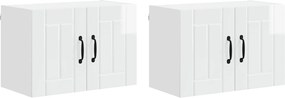 vidaXL Konyhai faliszekrények 2 pcs Magas Fényű Fehér 60 x 31 x 40 cm