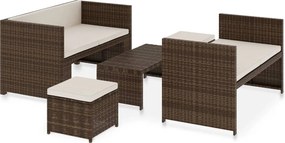 vidaXL 5 részes barna polyrattan kerti ülőgarnitúra párnákkal