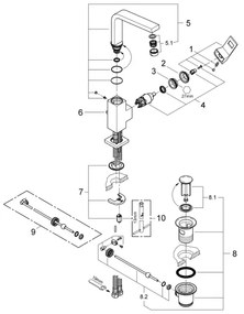 GROHE 23135AL0 - EUROCUBE mosdócsaptelep, L méretű, grafit