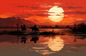 Poszter 86,4x56,8cm Naplemente a prérin