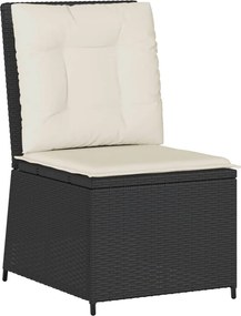 vidaXL fekete polyrattan dönthető kerti kanapé párnákkal